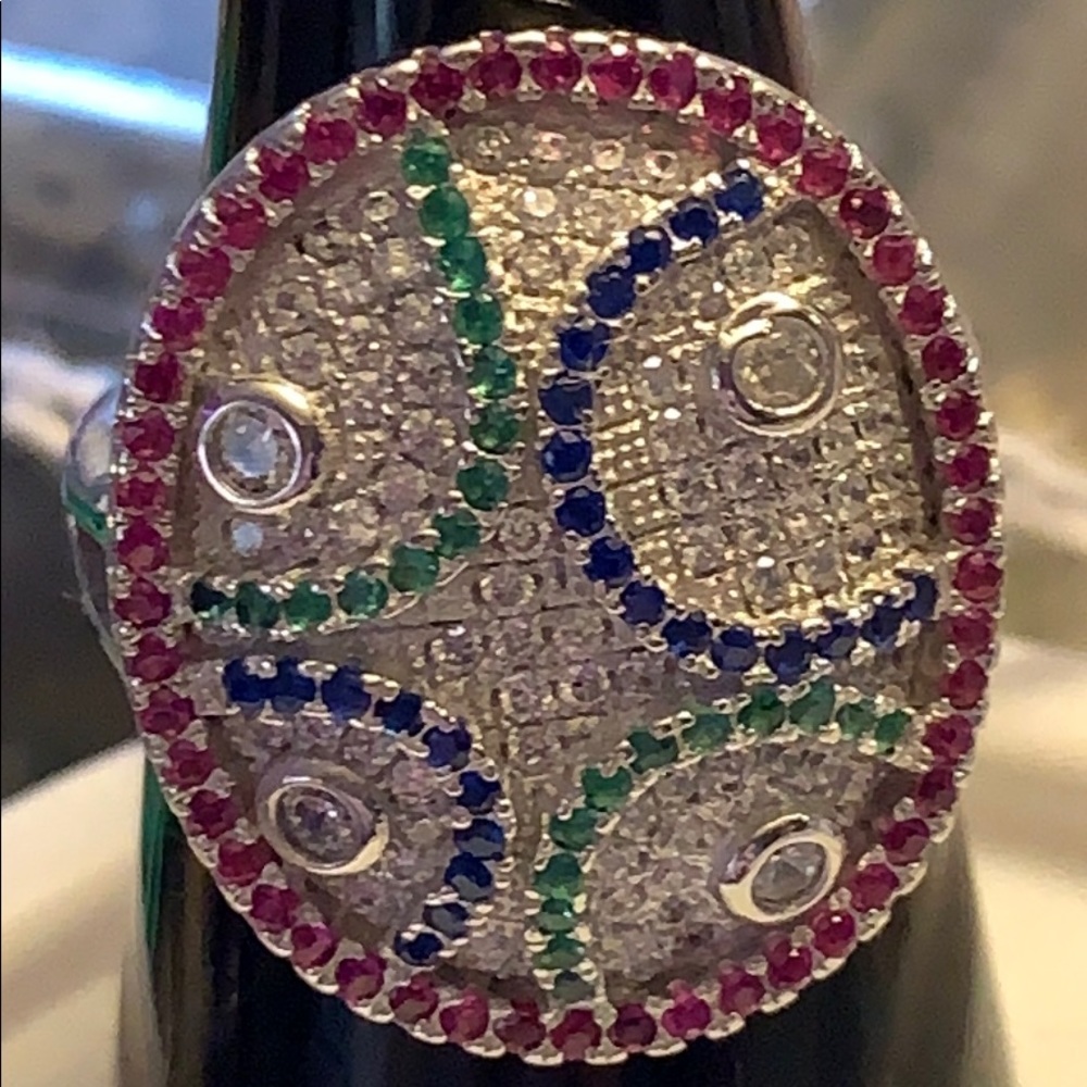 Sam and Co. sapphire, emerald, ruby, topaz ring